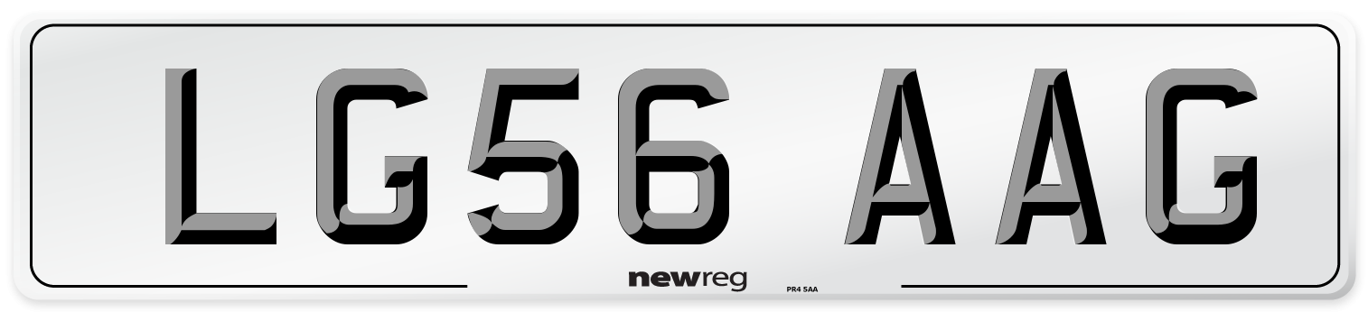 LG56 AAG Number Plate from New Reg